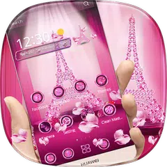 浪漫粉色巴黎愛情主題 鑽石閃爍巴黎壁紙 APK 下載