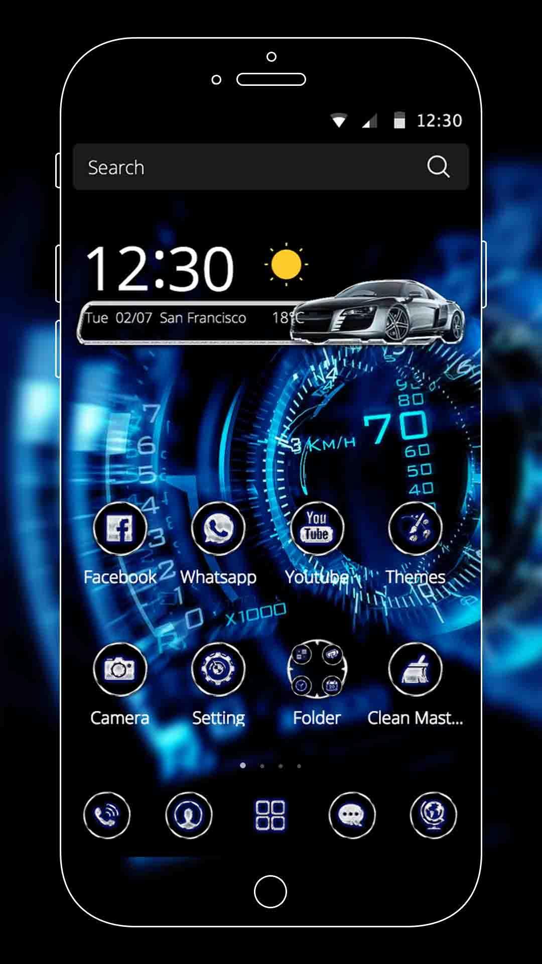 Android 用の 車のスピードメーターのテーマ クールな青 黒車両速度計の壁紙 Apk をダウンロード