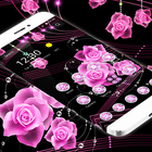 Theme Pink Rose Black Flowers Pendants آئیکن