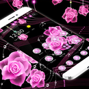 Theme Pink Rose Black Flowers Pendants APK