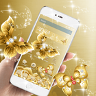 HD Gold Butterfly Rose  theme آئیکن