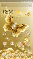 HD Gold Butterfly Rose  theme Affiche