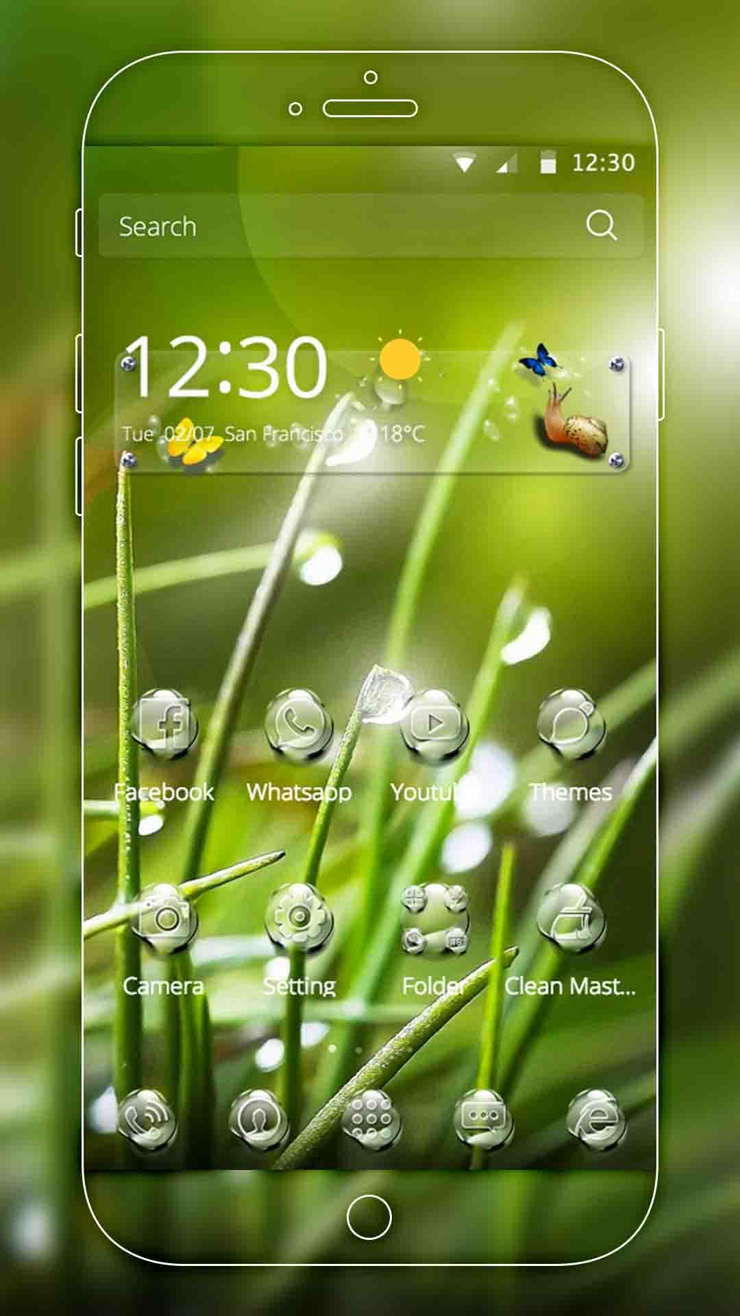 Android 用の 自然がテーマをドロップ 健康な緑雨緑の葉の壁紙 Apk を