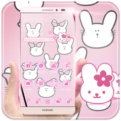 Скачать Cute Pink Bunny Theme APK