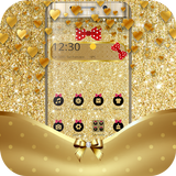 Golden Bowknot Glitter Luxury Theme ikona