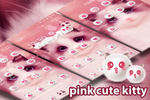 粉红少女可爱小猫主题和可爱小猫粉红壁纸和粉红猫图标包 截图 1