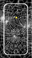 Spider Theme Black White Cobweb Full Of Cracks Affiche