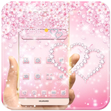 粉色玫瑰花瓣雨手機主題 閃亮鑽石愛情壁紙 图标