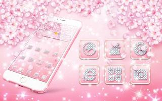 粉色玫瑰花瓣雨手機主題 閃亮鑽石愛情壁紙 截图 3