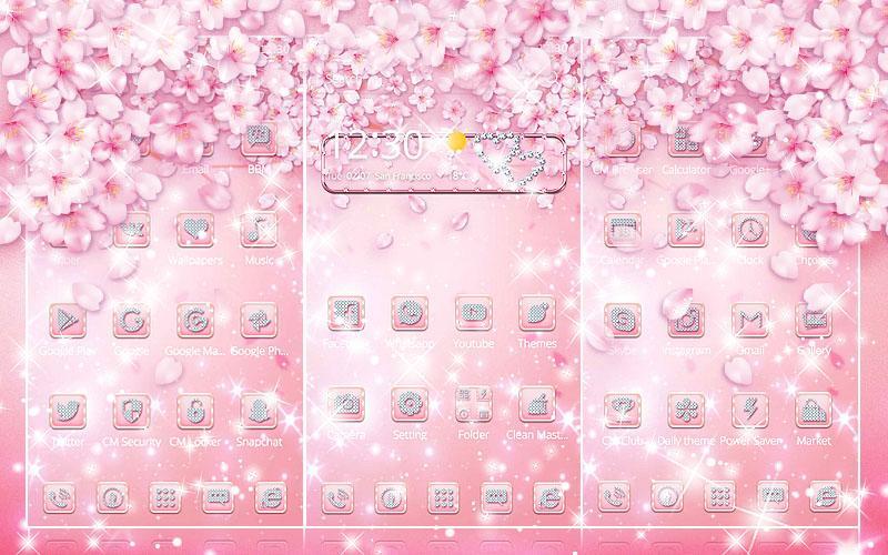 Android 用の ピンクのバラの花びらキラキラ輝くダイヤモンド愛の
