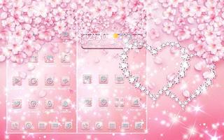 粉色玫瑰花瓣雨手機主題 閃亮鑽石愛情壁紙 截图 2