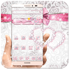 Silver Pink Bow-knot Theme ikona