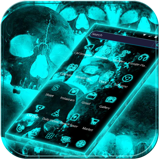 Hell fire Skull Theme Blue