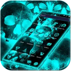 Hell fire Skull Theme Blue APK download