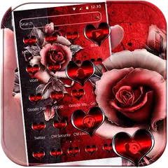 愛恨情仇 紅心玫瑰花主題 金屬紅心圖示+3D桌面 APK 下載