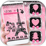 Hoa hồng hồng Paris tháp Eiffel Launcher Chủ đề biểu tượng
