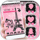 Hoa hồng hồng Paris tháp Eiffel Launcher Chủ đề APK