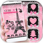 Rose Pink Paris Eiffel Tower Launcher Theme آئیکن