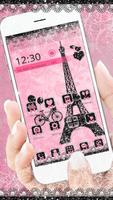 پوستر Rose Pink Paris Eiffel Tower Launcher Theme