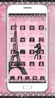 Rose Pink Paris Eiffel Tower Launcher Theme اسکرین شاٹ 1