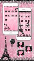 برنامه‌نما Rose Pink Paris Eiffel Tower Launcher Theme عکس از صفحه