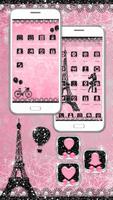 Rose Pink Paris Eiffel Tower Launcher Theme اسکرین شاٹ 2