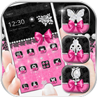 Pink Rose Black Lace Theme icône