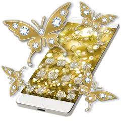 Butterflies Theme Gold Glitter Launcher APK download