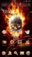 fire skull theme silver icons poster