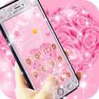 Roze rozen hartvormige diamant thema, 3D wallpaper-icoon
