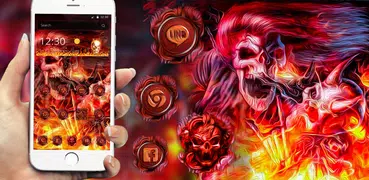 3D Flame Rock Skull Theme