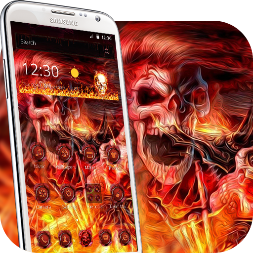 3D Flame Rock Skull Theme