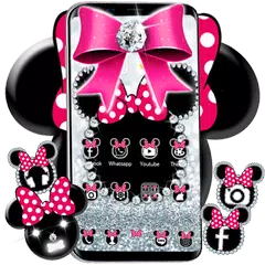 Cute minny pink Bow Silver Diamond Theme