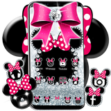 Cute minny pink Bow Silver Diamond Theme icône