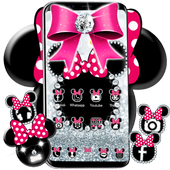 Cute minny pink Bow Silver Diamond Theme icon