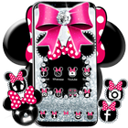 Cute minny pink Bow Silver Diamond Theme آئیکن