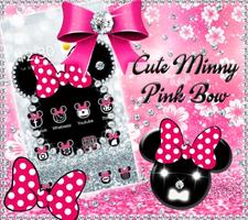 Cute minny pink Bow Silver Diamond Theme پوسٹر