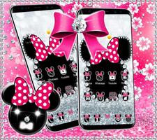 Cute minny pink Bow Silver Diamond Theme স্ক্রিনশট 1