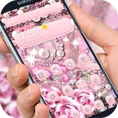 tema 3d Pink Rose Diamond