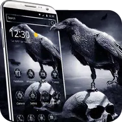 3d Horror Crow skull Theme APK download