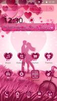 Love Pink Heart Couple Kiss Theme Affiche