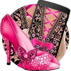 Pink Lace High Heels Theme APK download