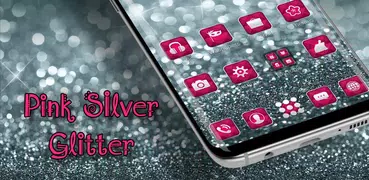Silver Pink Glitter launcher for Galaxy S8 lovers