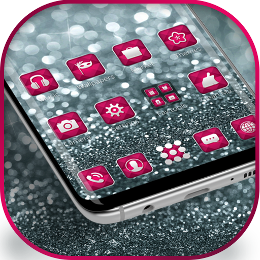 Silver Pink Glitter launcher for Galaxy S8 lovers