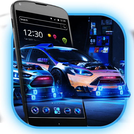 Neon Sports Car 2D Theme