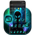 Neon Blue Alien Theme Launcher icône