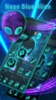 Neon Blue Alien Theme Launcher Affiche