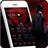 Cool Red Male Vampire On Moon Theme icône