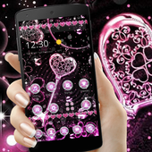 Pink Black Diamond Glitter Hearts Theme icon