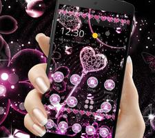 Pink Black Diamond Glitter Hearts Theme screenshot 1